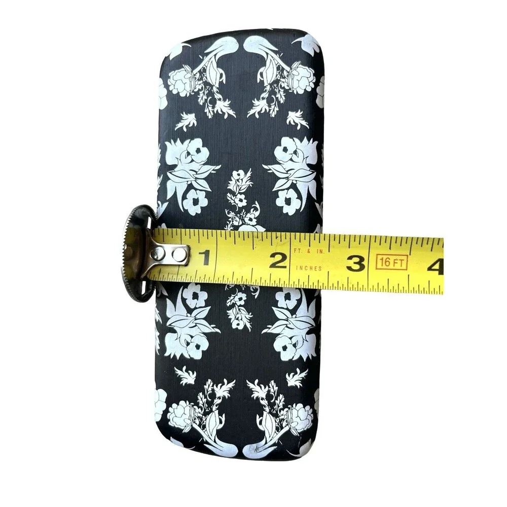 Karen Kane Floral Hard Eyeglass Case Black White Glasses Sunglasses Case